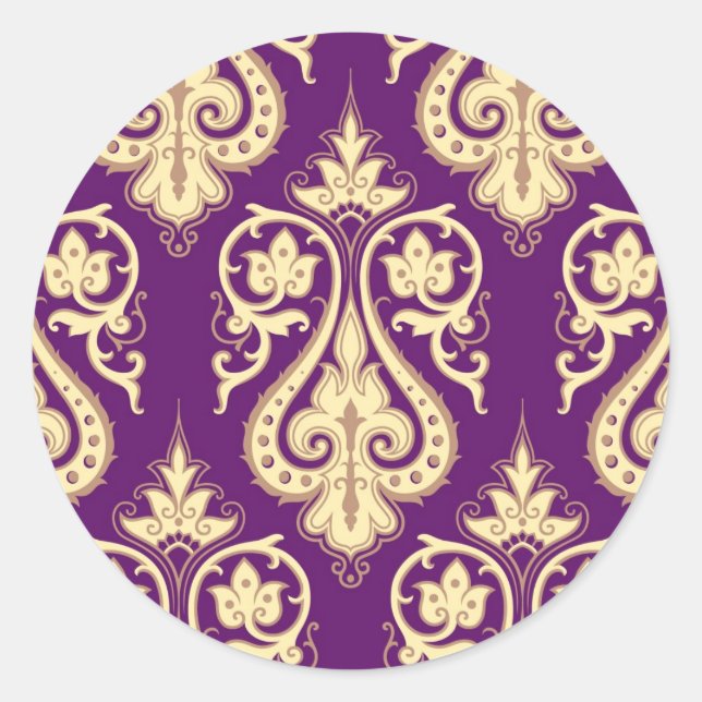 Pegatina Redonda Patrón de Damasco 4 (Anverso)