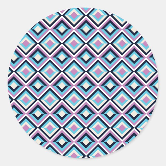 Pegatina Redonda Patrón de diamantes (Anverso)