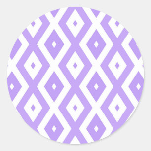 Pegatina Redonda Patrón de diamantes morado y blanco