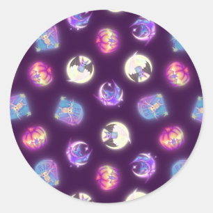 Pegatina Redonda Patrón de dibujo de murciélagos cúbicos de Hall