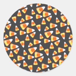 Pegatina Redonda Patrón de dulces de Halloween, dulces divertidos