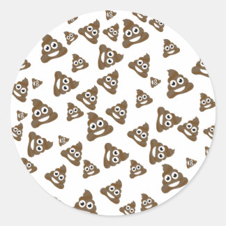 Pegatina Redonda Patrón de Emoji divertida de poop