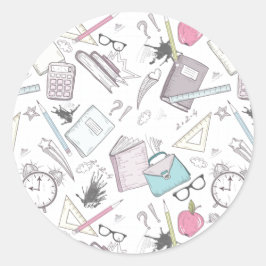 Pegatina Redonda Patrón de escuela de moda de moda
