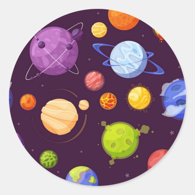 Pegatina Redonda Patrón de espacio (Anverso)