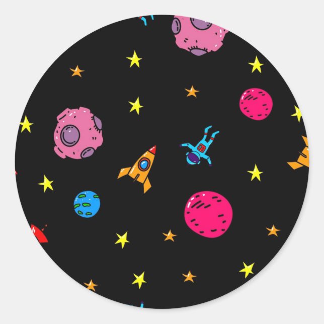 Pegatina Redonda Patrón de espacio (Anverso)