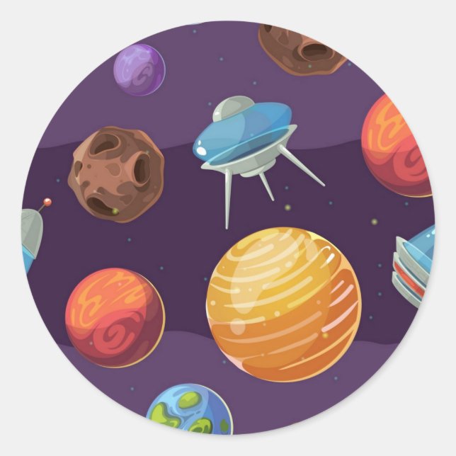 Pegatina Redonda Patrón de espacio (Anverso)