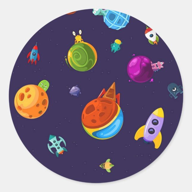 Pegatina Redonda Patrón de espacio (Anverso)