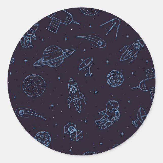 Pegatina Redonda Patrón de espacio (Anverso)
