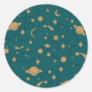 Pegatina Redonda Patrón de espacio