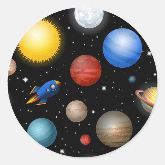 Pegatina Redonda Patrón de espacio (Anverso)