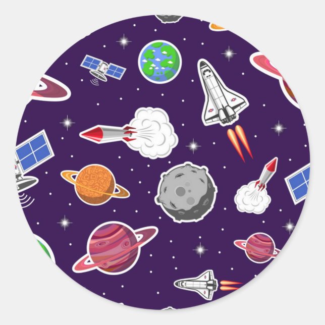 Pegatina Redonda Patrón de espacio (Anverso)