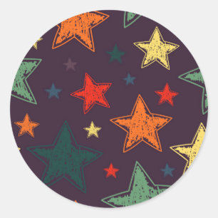 Pegatina Redonda Patrón de estrellas