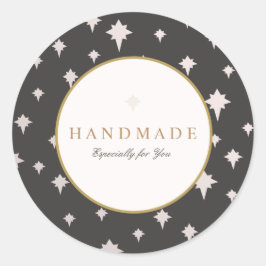 Pegatina Redonda Patrón de estrellas plateadas de alta moda