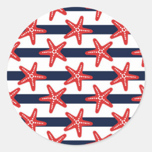 Pegatina Redonda Patrón De Estrellas Y Rayas