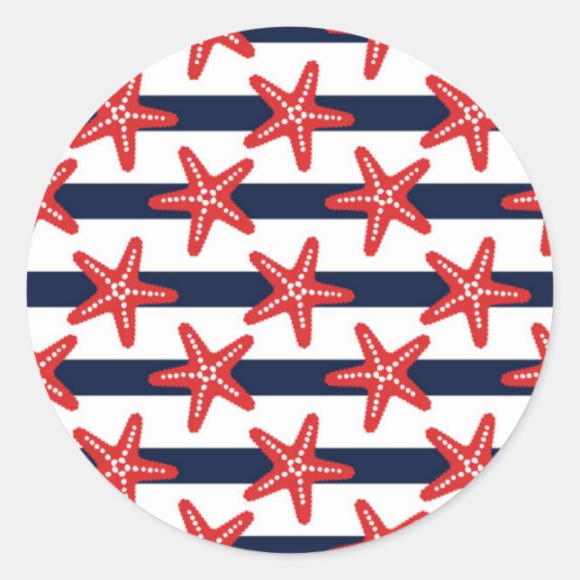 Pegatina Redonda Patrón De Estrellas Y Rayas (Anverso)