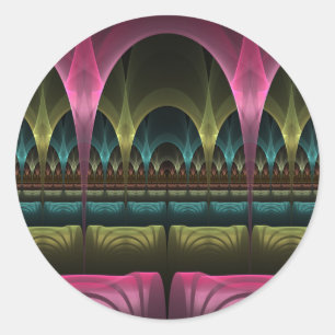Pegatina Redonda Patrón de fantasía especial Resumen Fractal colori