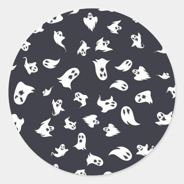 Pegatina Redonda Patrón de fantasma (Anverso)