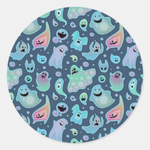 Pegatina Redonda Patrón de fantasma