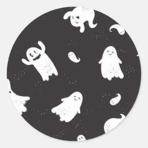 Pegatina Redonda Patrón de fantasma