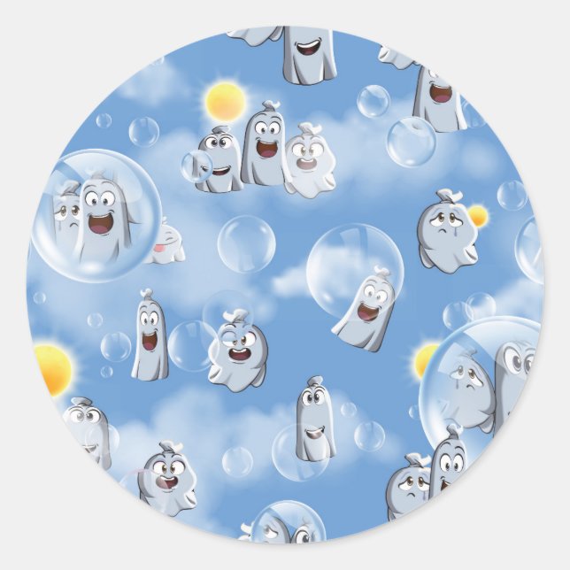 Pegatina Redonda Patrón de fantasma (Anverso)