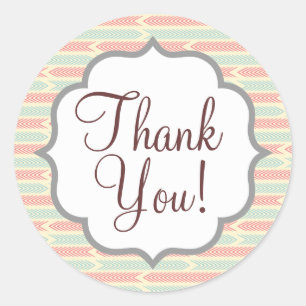 Pegatina Redonda Patrón de flechas rosa y azul claro vintage