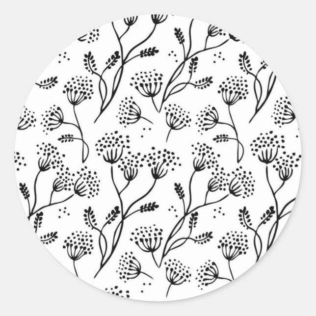 Pegatina Redonda Patrón de flor (Anverso)
