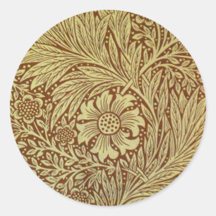 Pegatina Redonda Patrón de Flor Antigua Marigold de William Morris