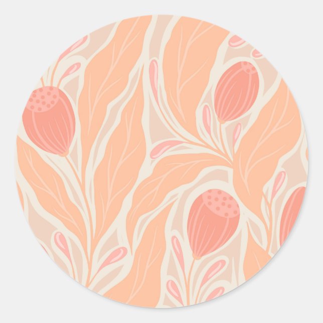 Pegatina Redonda Patrón de flores (Anverso)