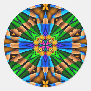 Pegatina Redonda Patrón de flores abstractas únicas