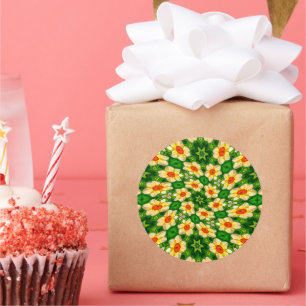 Pegatina Redonda Patrón de flores de Campana de Pascua