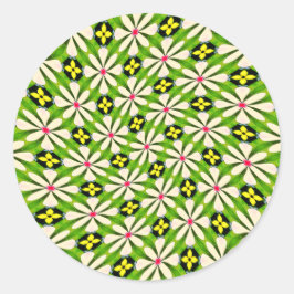 Pegatina Redonda Patrón de flores estéticas