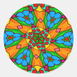 Pegatina Redonda Patrón de flores estéticas