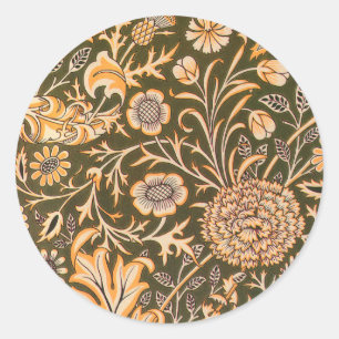 Pegatina Redonda Patrón de fondo de escritorio de William Morris Ch