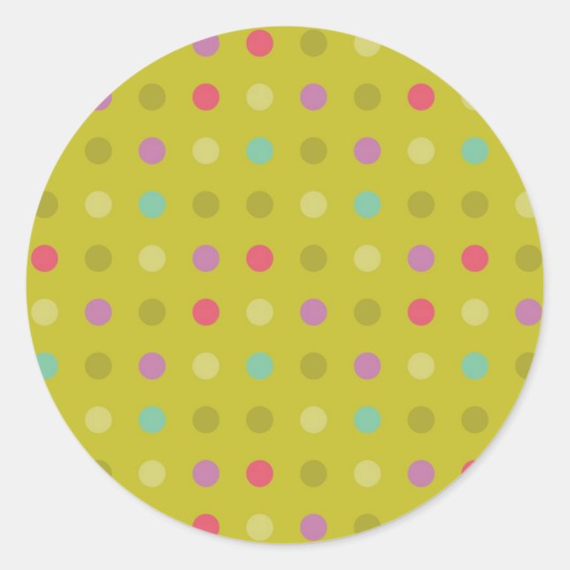 Pegatina Redonda Patrón de fondo de puntos polacos (Anverso)