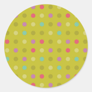 Pegatina Redonda Patrón de fondo de puntos polacos