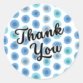 Pegatina Redonda Patrón de forma geométrica azul Gracias