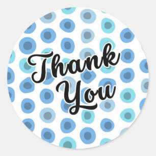 Pegatina Redonda Patrón de forma geométrica azul Gracias
