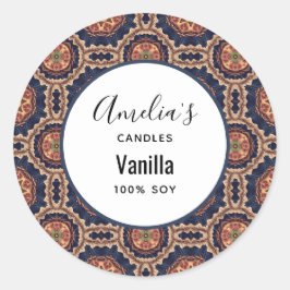 Pegatina Redonda Patrón de formas Flores y Estrellas - Negocio de v