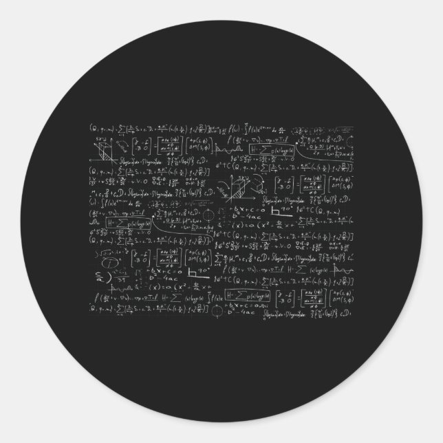 Pegatina Redonda Patrón de fórmulas matemáticas (Anverso)