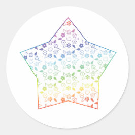 Pegatina Redonda Patrón de frenado de flor de la primavera arcoiris