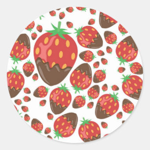 Pegatina Redonda Patrón de fresa