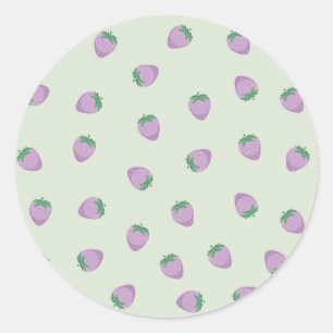 Pegatina Redonda Patrón de Fresas Moradas