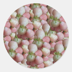 Pegatina Redonda Patrón de Fruta de Jamun Rosa 