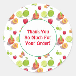 Pegatina Redonda Patrón de frutas Gracias por tu pedido