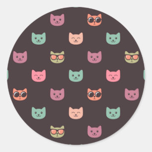 Pegatina Redonda Patrón de gato