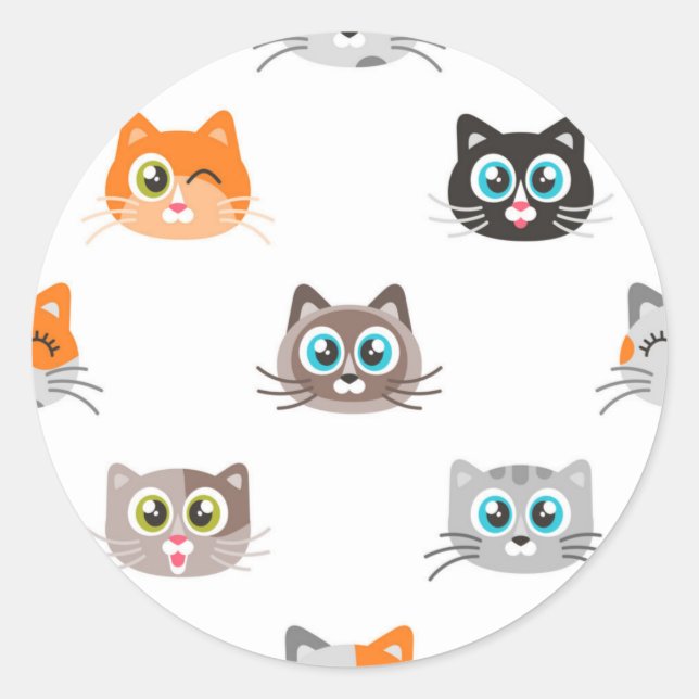 Pegatina Redonda Patrón de gato (Anverso)