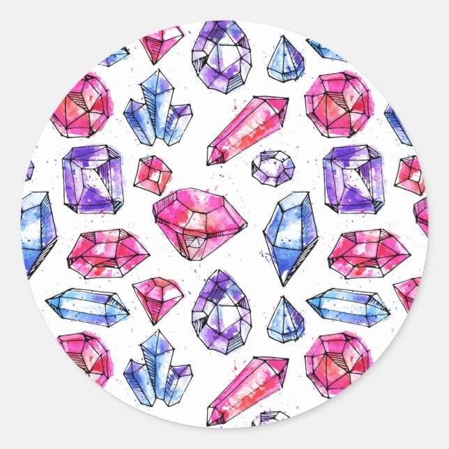 Pegatina Redonda Patrón De Gema Cuta (Anverso)