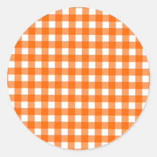 Pegatina Redonda Patrón de Gingham naranja