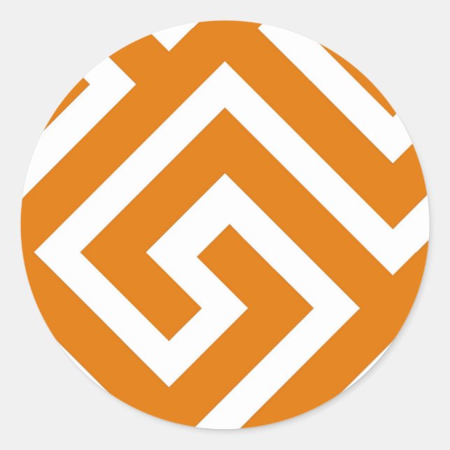 Pegatina Redonda Patrón de giro cuadrado clásico de la clave griega (Anverso)