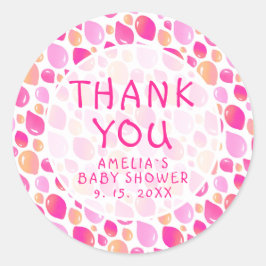 Pegatina Redonda Patrón de globo rosa Niña bebé Baby Shower